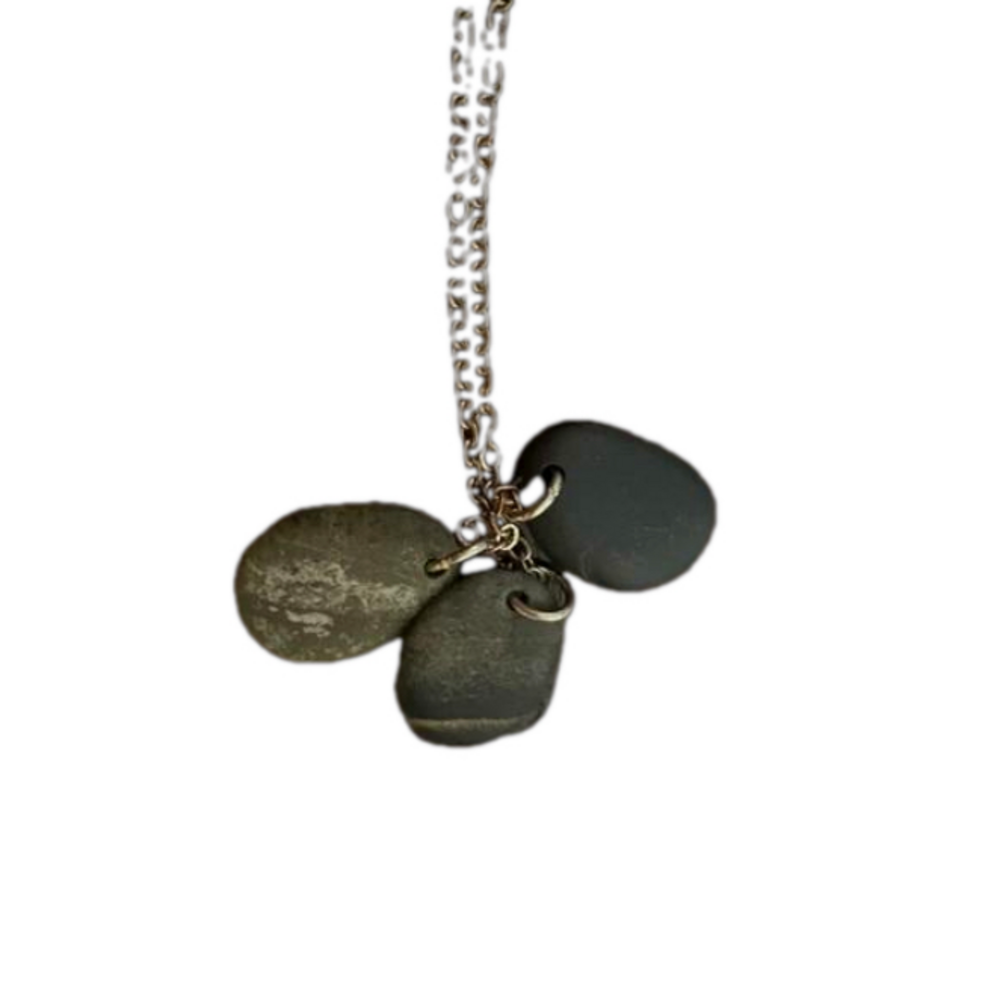 BRAND NEW Tumbled Earth Natural Kootenay River Stone Family Cluster Necklace